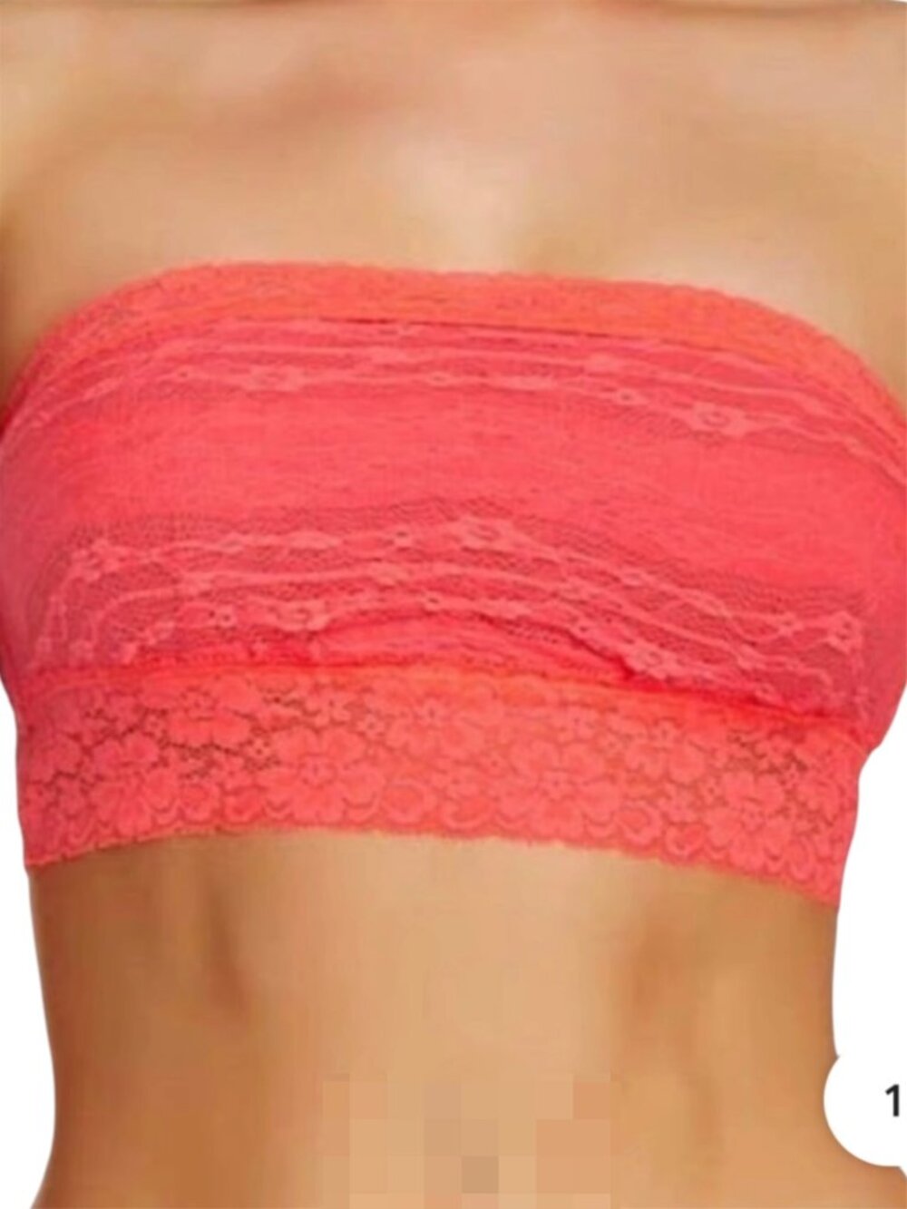 Free People Intimately NWT Small Coral Lace Bandeau Bralette Strapless Romantic
